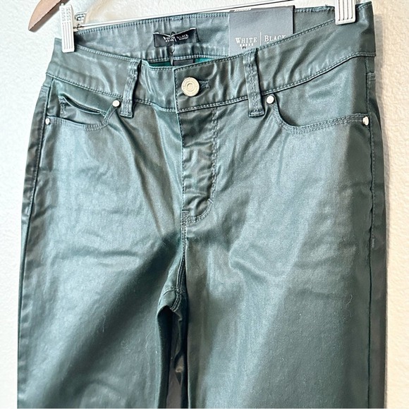 WHBM x Saint Honore Spruce Green Coated Skinny Jean Zip Ankle Women’s Si… - Picture 7 of 12